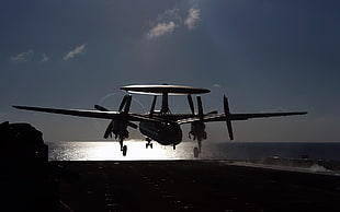 silhouette of plane, airplane, E-2 Hawkeye