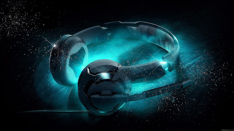 glowing gray headset HD wallpaper