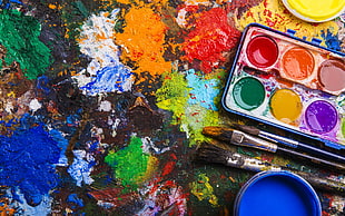 assorted-color paint, watercolor, colorful, 500px HD wallpaper