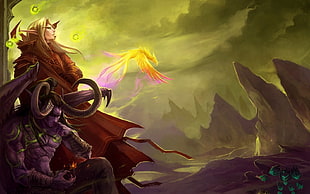 yellow-haired male anime character and orange phoenix digital wallpaper,  World of Warcraft, World of Warcraft: The Burning Crusade, Kael'thas, Illidan HD wallpaper