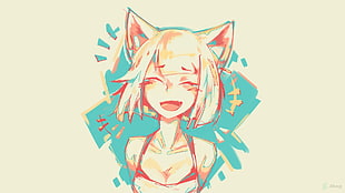 girl with fox ears anime artwork