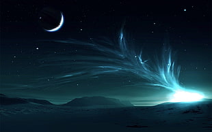 white comet illustration screenshot, digital art