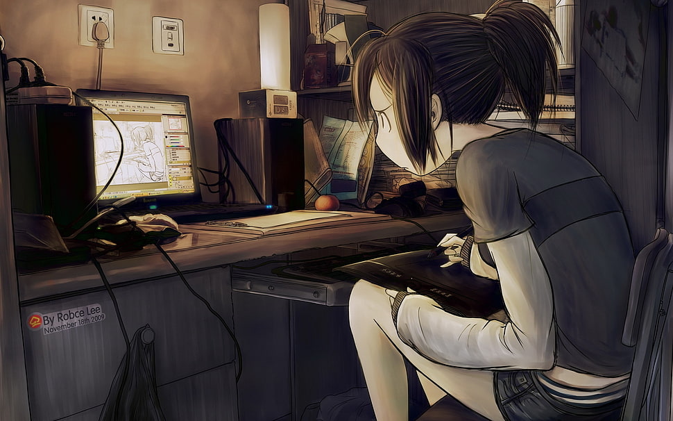 female anime character HD wallpaper