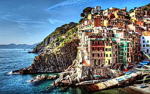 multicolored building near sea shore wallpaper, Cinque Terre, Italy, sea, city