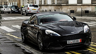 black sports car, car, Aston Martin, Aston Martin Vanquish HD wallpaper