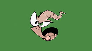 cartoon character clip art, Earthworm Jim, green background, video games