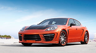 red and black Porsche 911 coupe, Porsche Panamera, car