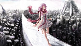 female anime character wearing white dress graphic wallpaper HD wallpaper