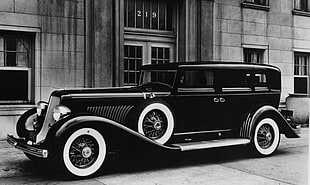 black and white Vintage car photo