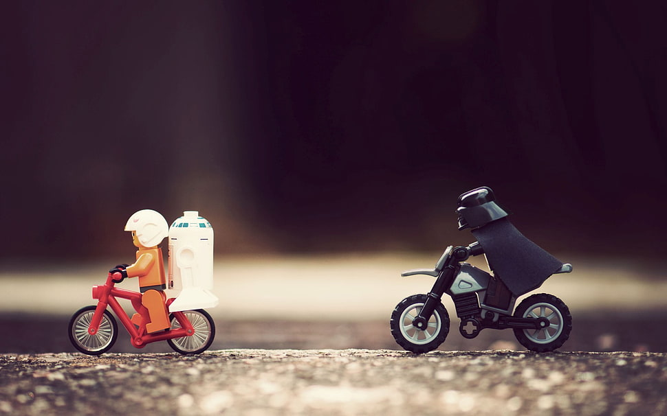 two Lego Minifigures, LEGO, Star Wars, humor, Darth Vader HD wallpaper