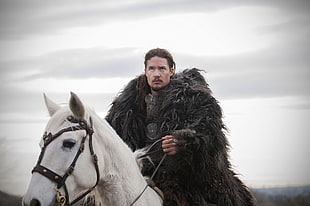 Jon Snow riding white horse HD wallpaper