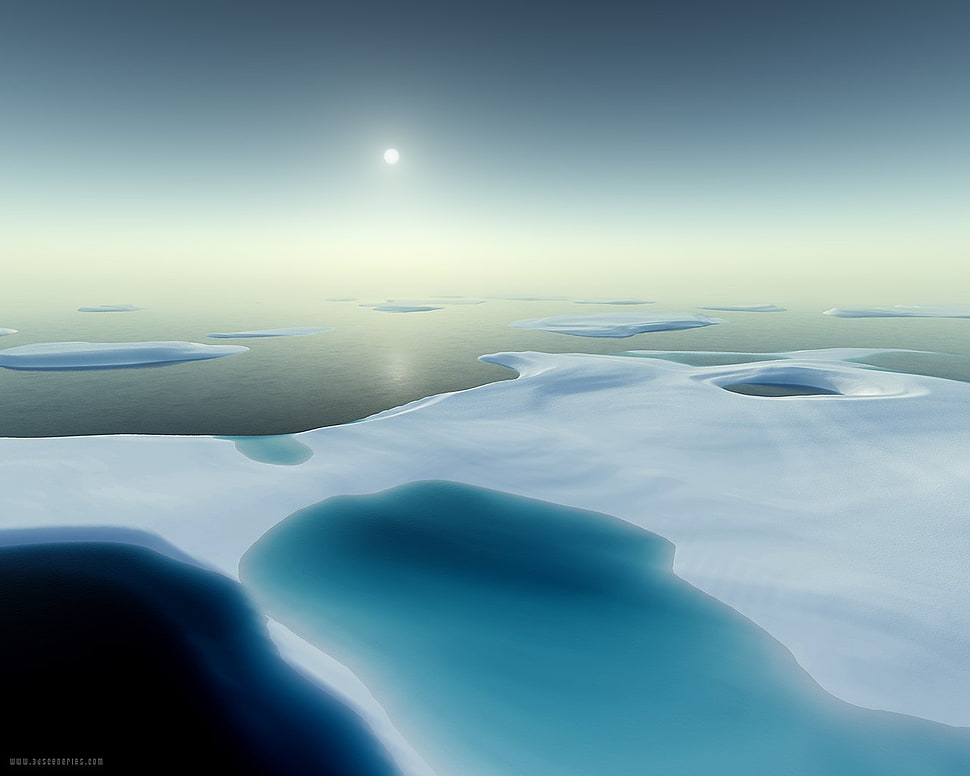 white snow field, snow, ice, bliss, render HD wallpaper