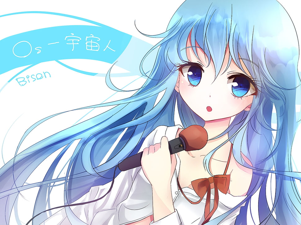 blue haired girl anime girl HD wallpaper