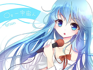 blue haired girl anime girl