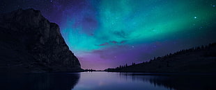 aurora borealis, lake, aurorae, night, nature
