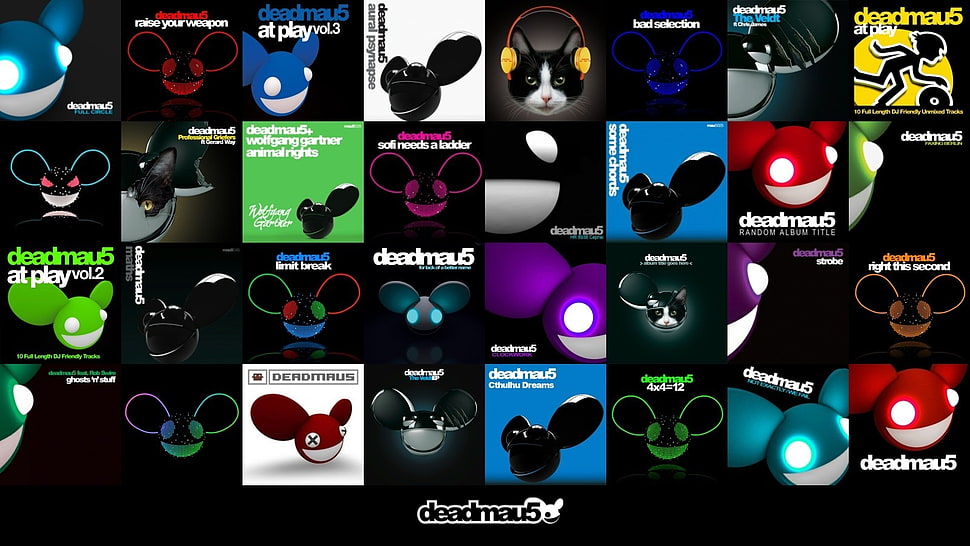 assorted-color toy collage, deadmau5, music, DJ, collage HD wallpaper