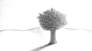 black tree against the light painting, trees, pencils, sketches, artwork HD wallpaper