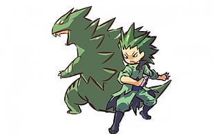 green haired boy anime character illustration, Pokémon, Tyranitar, Pokemon Second Generation, Hitec
