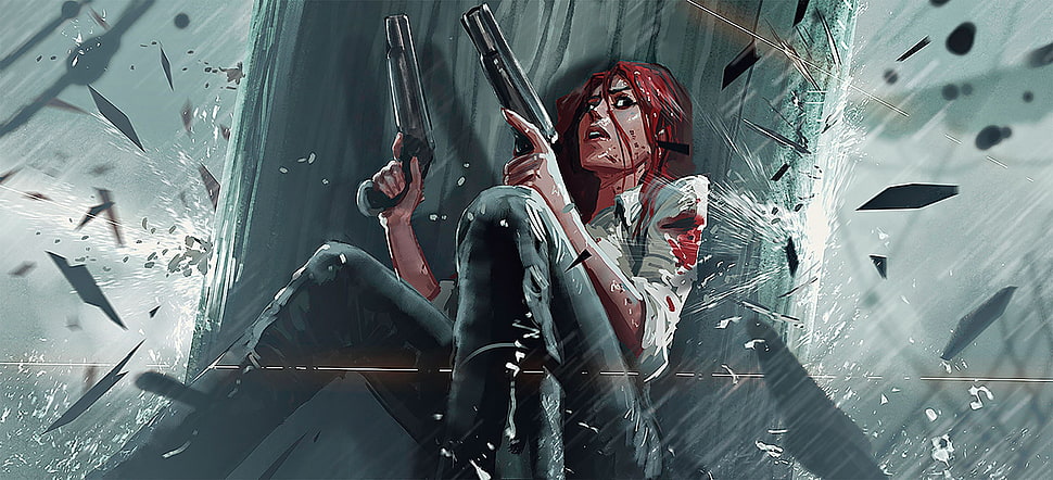 female character holding gun illustration, Miss Fortune, League of Legends, concept art, illustration HD wallpaper