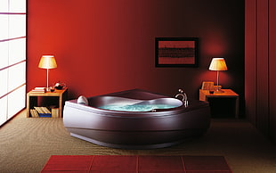 black ceramic bath tub illustration HD wallpaper