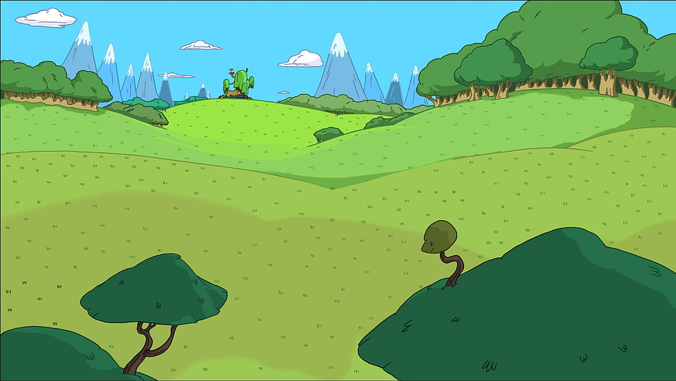 green trees drawing, Adventure Time, artwork HD wallpaper
