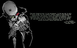 smoking man illustration, Transmetropolitan, Spider Jerusalem, artwork, text