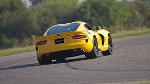 yellow sports coupe, Dodge Viper, Dodge, yellow cars, car