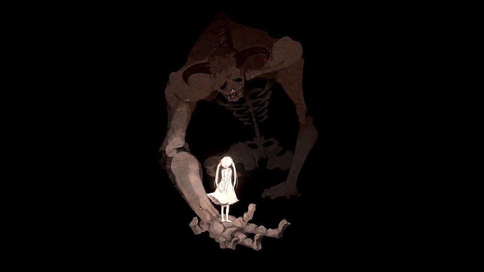 brown skeletal Anime character, artwork, demon HD wallpaper