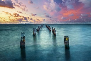 body of water, jetty, sea, clouds, sky