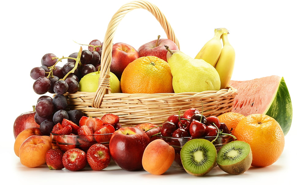 assorted fruits in basket HD wallpaper