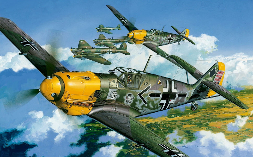 red and black reciprocating saw, World War II, Messerschmitt, Messerschmitt Bf-109, Luftwaffe HD wallpaper