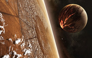 brown planet, science fiction HD wallpaper