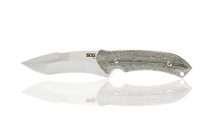white and gray pocket knife, knife, SOG Specialty Knives