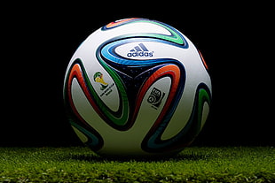 white red and blue Adidas soccer ball HD wallpaper