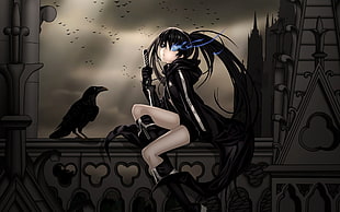 black haired girl anime character wallpaper