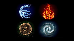four elements, four elements, water, fire, air HD wallpaper