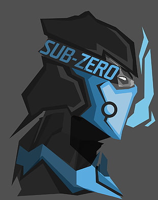 Sub-zero illustration, Sub Zero, video games, Mortal Kombat, gray background