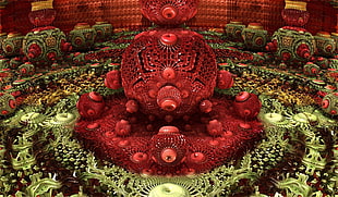 red and green floral container