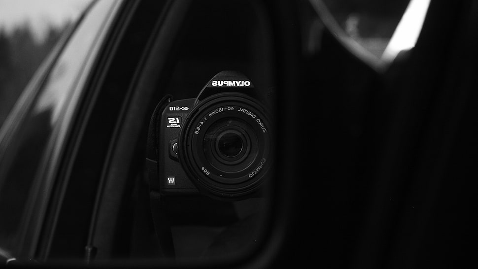 black camera, monochrome, Olympus, camera, mirror HD wallpaper