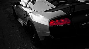 gray coupe, car, Lamborghini, selective coloring, vehicle HD wallpaper