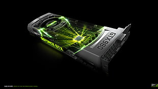 gray and black Geforce GTX 980 graphics card HD wallpaper