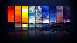 body of water paneled painting, planet, colorful, panels, nature HD wallpaper