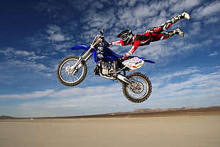 blue and red motocross dirt bike, Yamaha