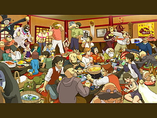 game characters having a meal digital wallpaper HD wallpaper