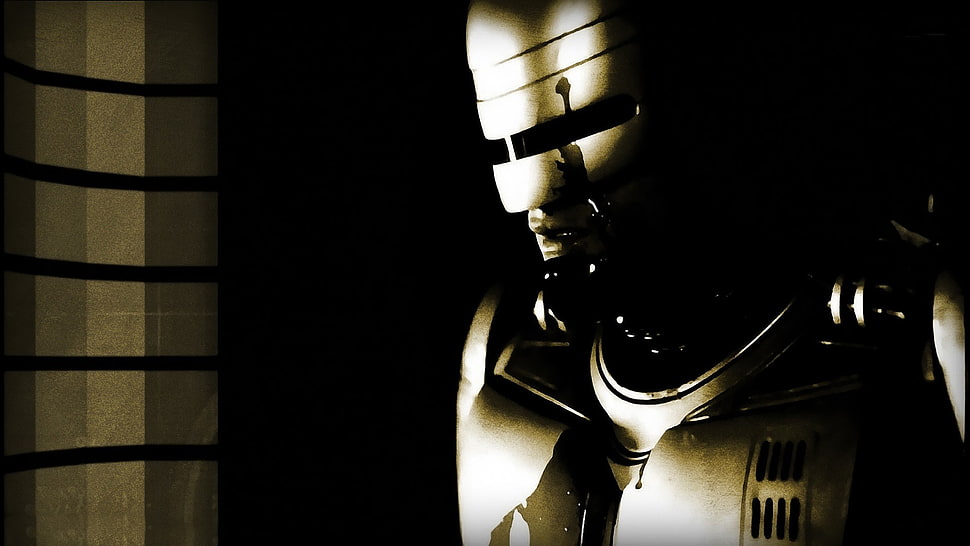 gray robot illustration, RoboCop, robot, cyborg, artwork HD wallpaper