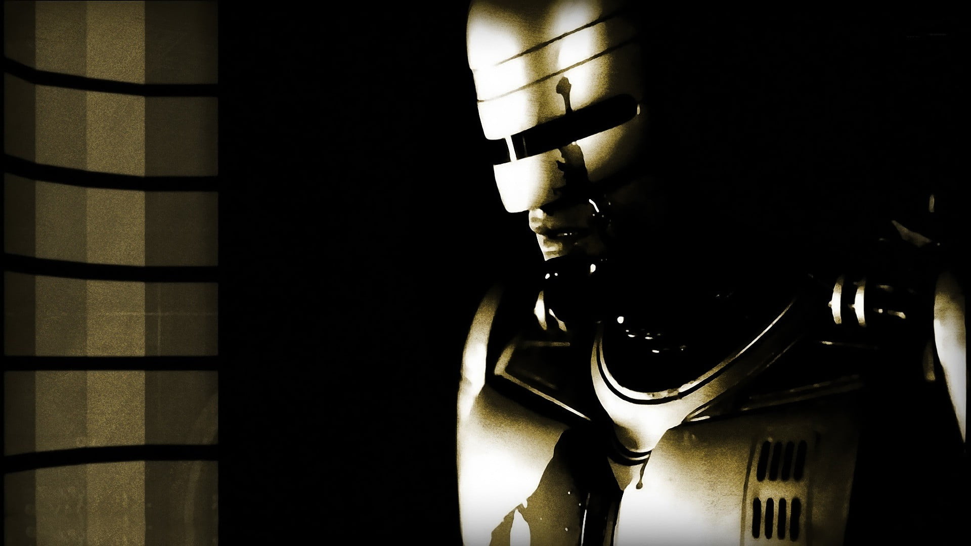 gray robot illustration, RoboCop, robot, cyborg, artwork