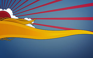 yellow and red bright sun illustration