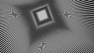 black and white illusion digital wallpaper, abstract, lines, optical illusion, digital art HD wallpaper