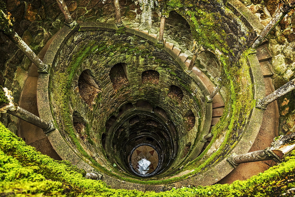 green and brown concrete building, moss, stairs, Enclave HD wallpaper