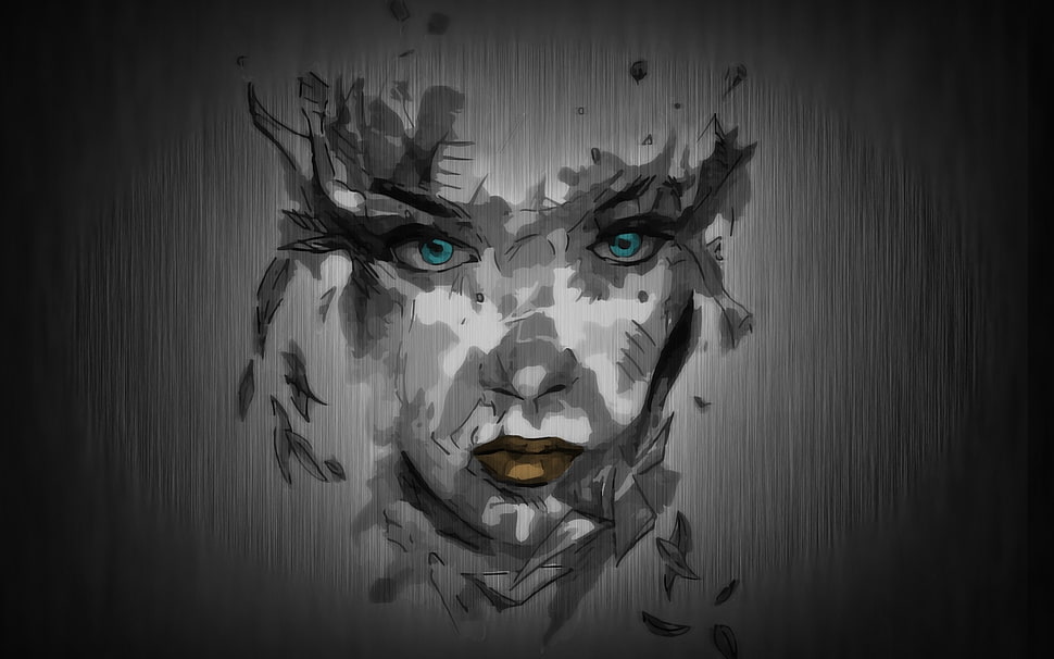 female face illustration HD wallpaper
